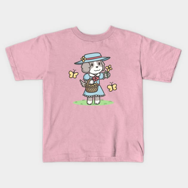 Flower Dog Kids T-Shirt by KammyBale